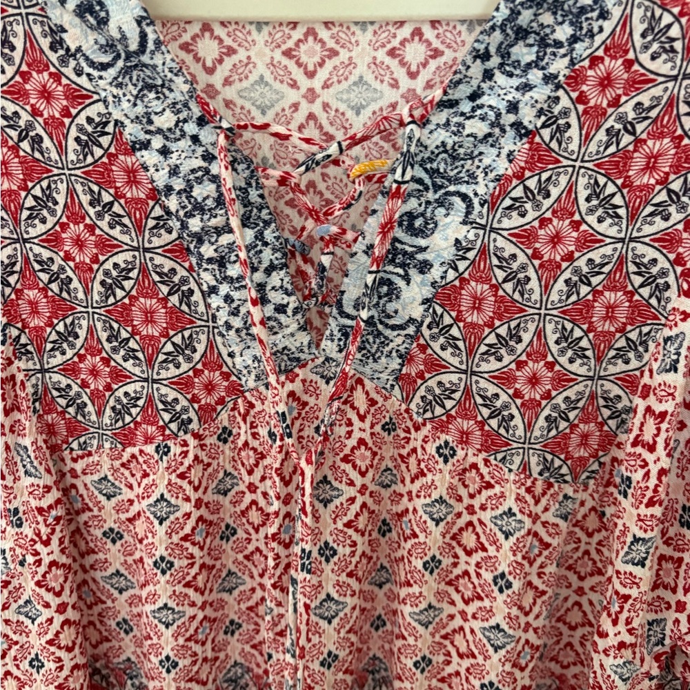 Boho Print Tunic Dress in Red - Picture 3 of 4